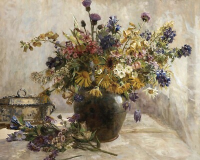 Vintage Wildflower Still Life Painting Giclee Print on Fine Art Paper