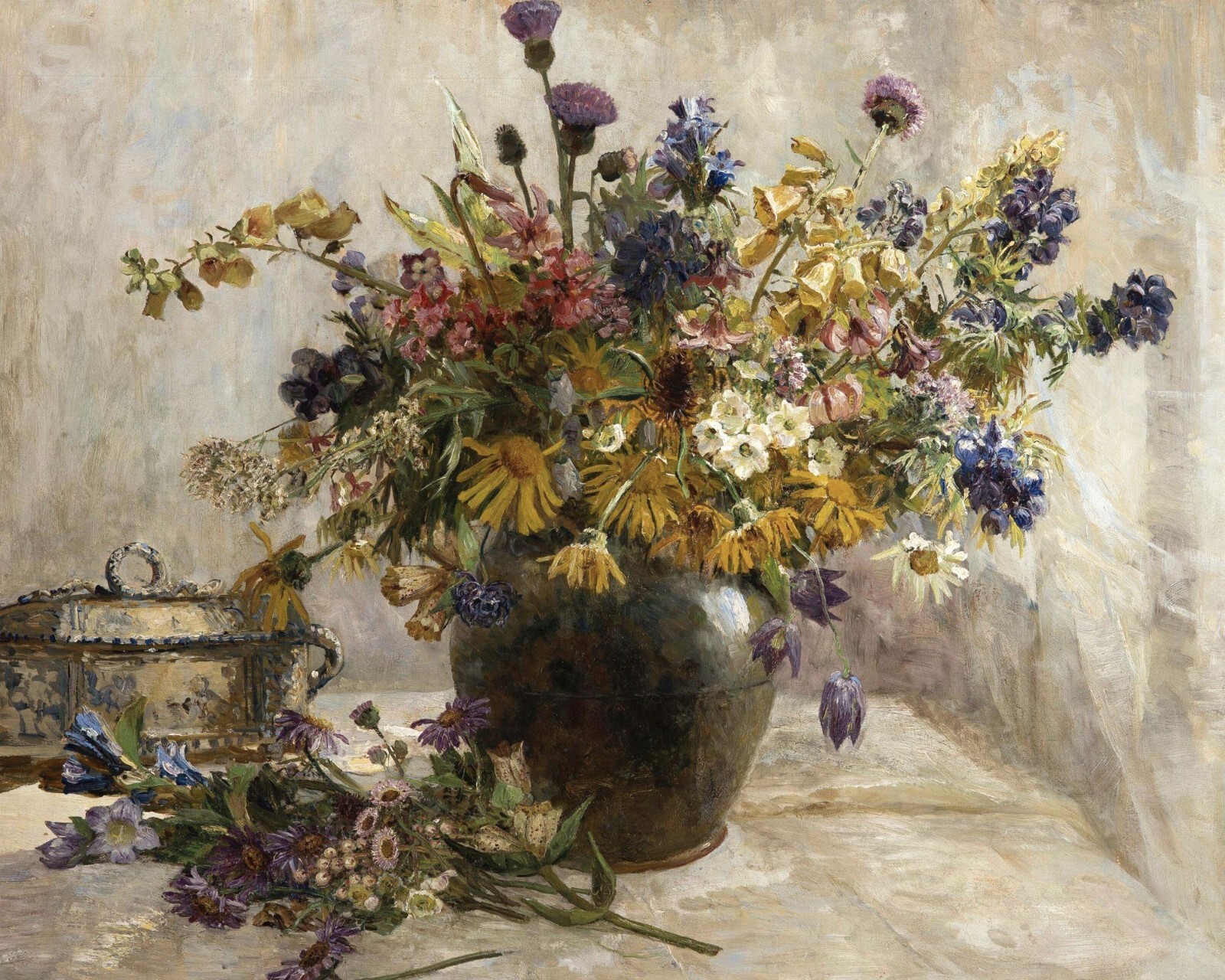 油絵 絵画 【Wild flowers】 Vintage Wildflower Still Life Painting Giclee Print on Fine