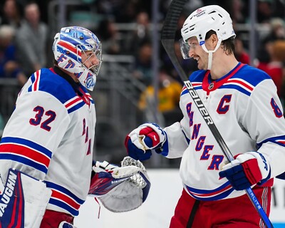 Jonathan Quick & Jacob Trouba Celebrate a Win New York Rangers 8x10 NHL Photo