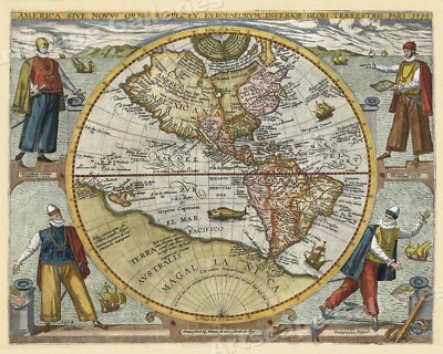 1596 World Map Classic Historic Vintage Style Wall Map - 20x24