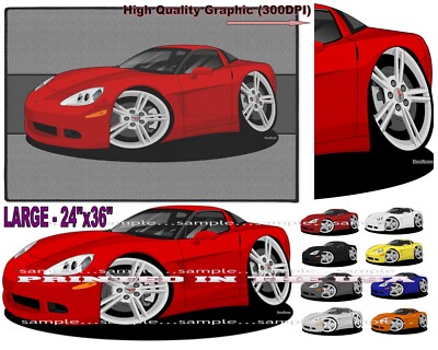 Corvette C6 Coupe Side View DigiRods Cartoon Car Doormat Door Mat Rug
