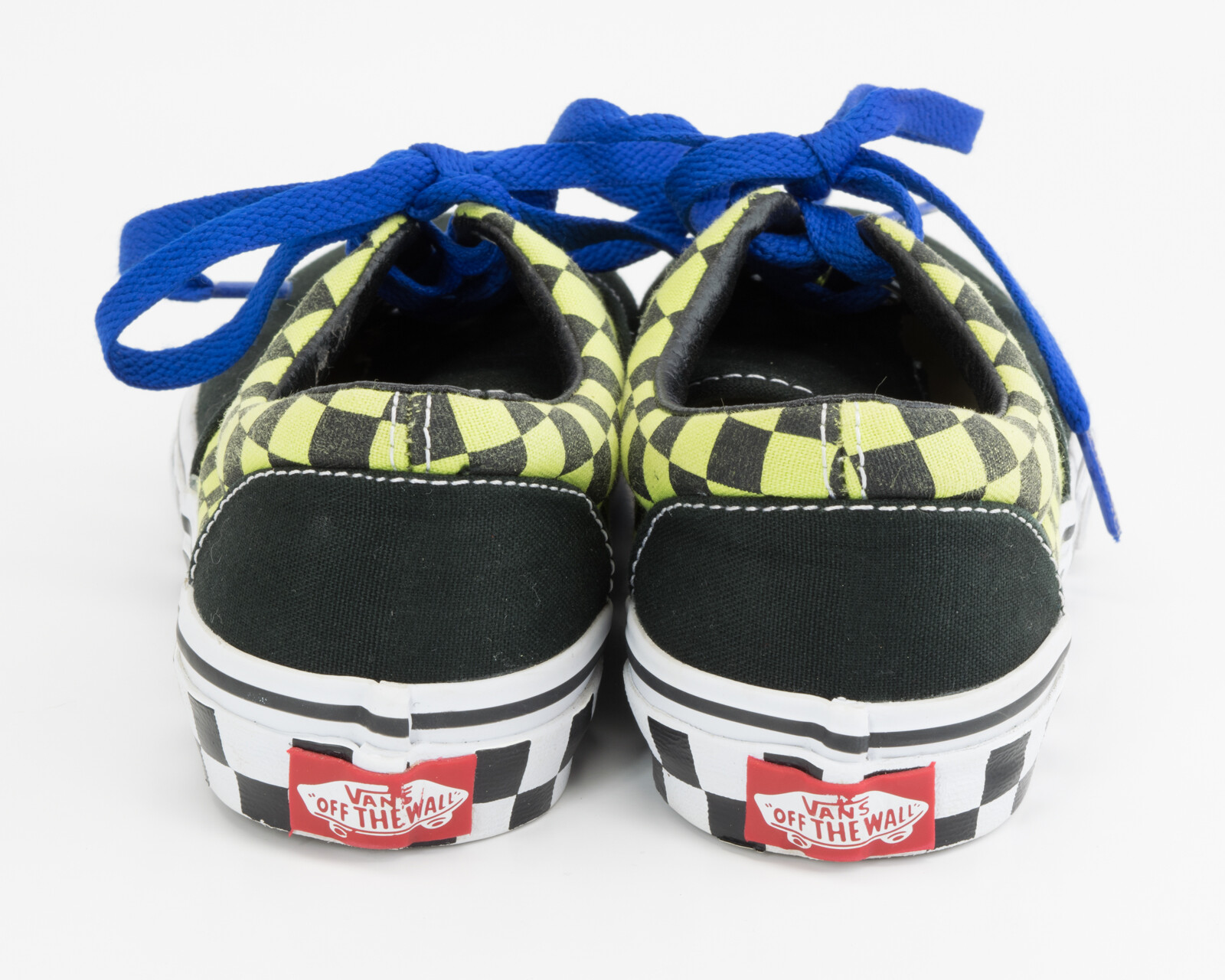Vans Youth Size 1 Checkered Black/Green Lace Up Skate Casual Shoes Boys Sneakers