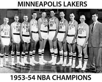 Minneapolis Lakers - 1954 NBA Champions, 8x10 B&W Team Photo