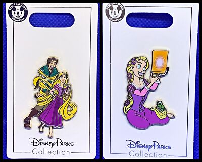 Disney Parks 2 Pin Lot TANGLED Rapunzel and Flynn + Lantern w/ Pascal - NEW