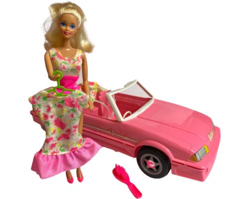 Rare Vintage Barbie Mattel 1993 Pink Ford Mustang Car 1991 Rare Vintage Barbie Mattel 1993 Pink Ford Mustang Car 1991