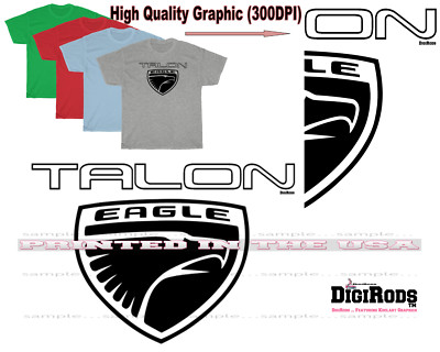Eagle Talon Classic Car Logo Black Outline DigiRods Custom Car T Shirt 4 Colors