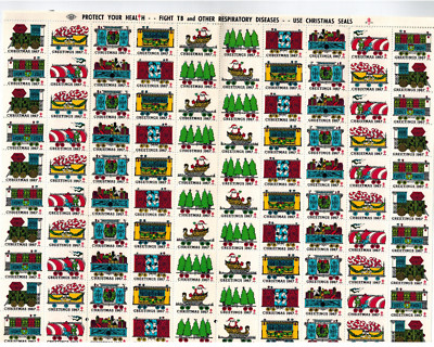 LPIU Teamsters Union 2 Sheets 1967 CHRISTMAS SEALS Fight TB Respiratory Diseases