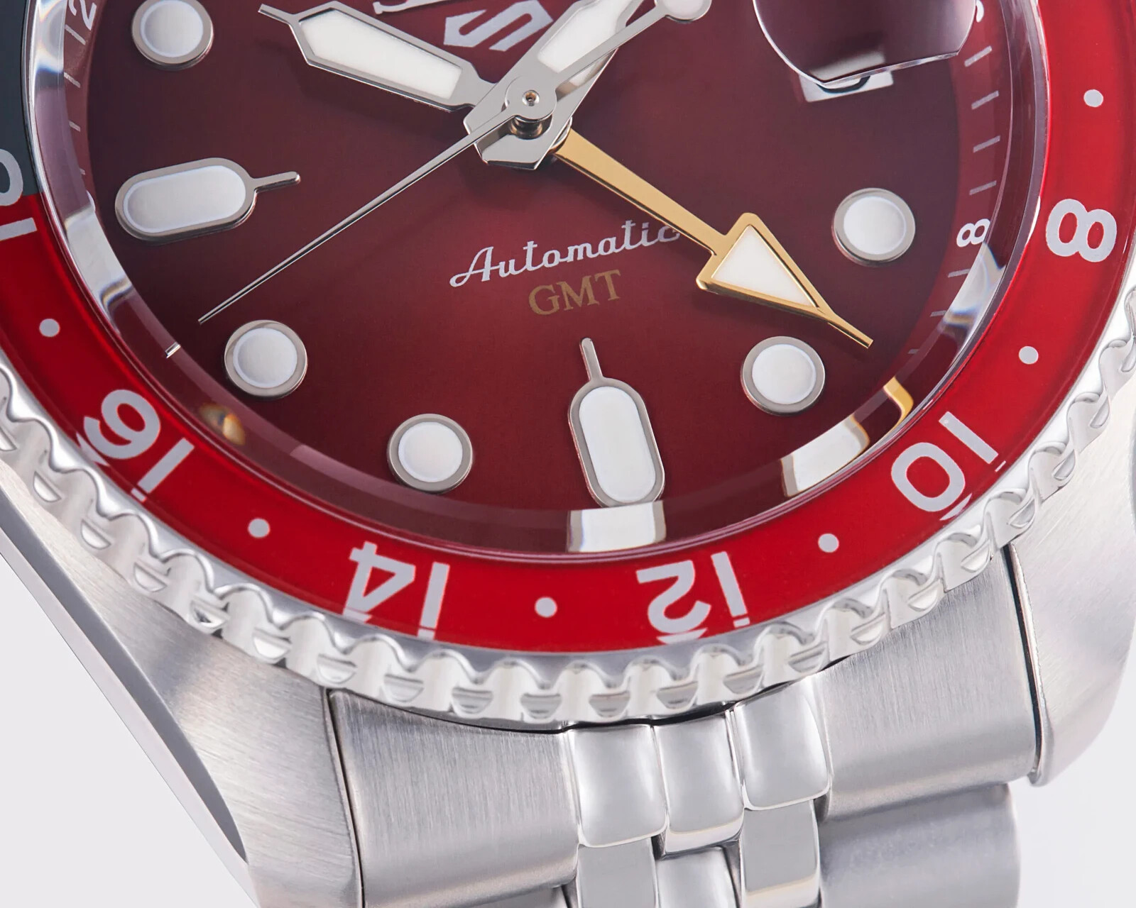 Pre-owned Seiko 5 Sports Automatic Gmt Limited Edition 1000pcs Passion Red Watch Ssk031k1