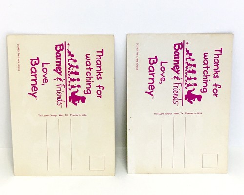 2 X Rare Vintage 1993 Barney & Friends Promotional Postcards