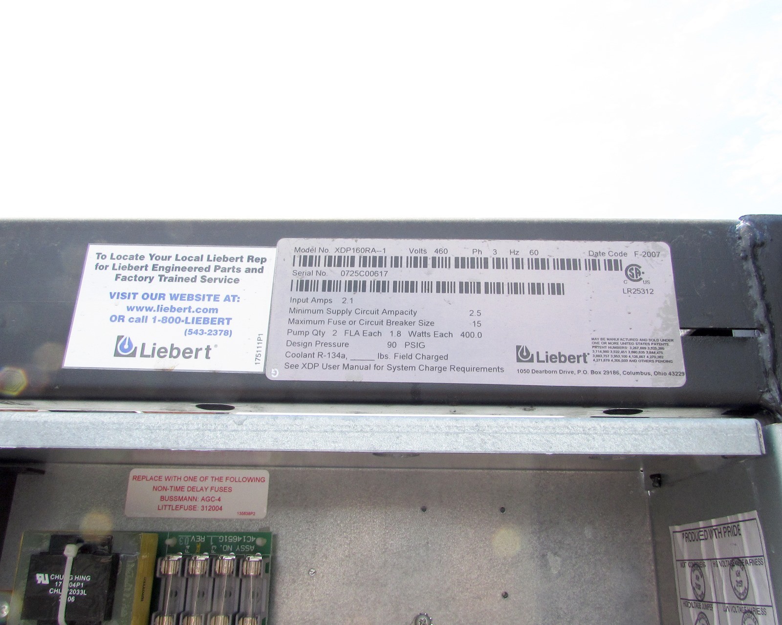 Liebert XDP XDP160RA--1 Pumping Unit W/O Controller - 160 kW, 460V, 60 Hz