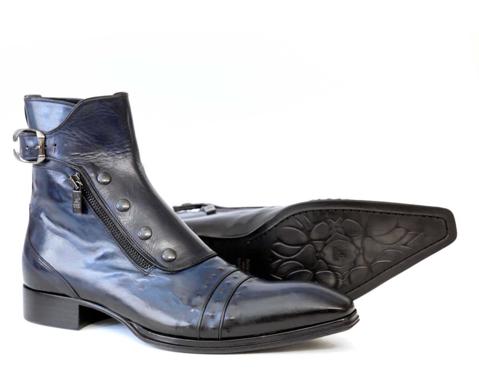 Jo Ghost 3206 Italian Navy Blue Leather Ankle Boots with Jo Ghost 3206 Italian Navy Blue Leather Ankle Boots with