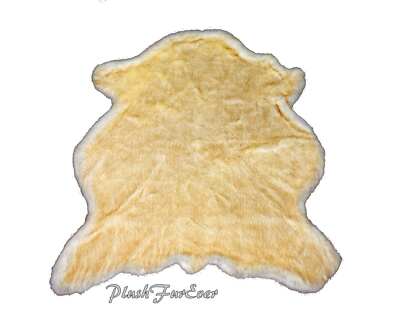 5' x 6' Gold tip buffalo bison faux fur rug thick fluffy premium area rug