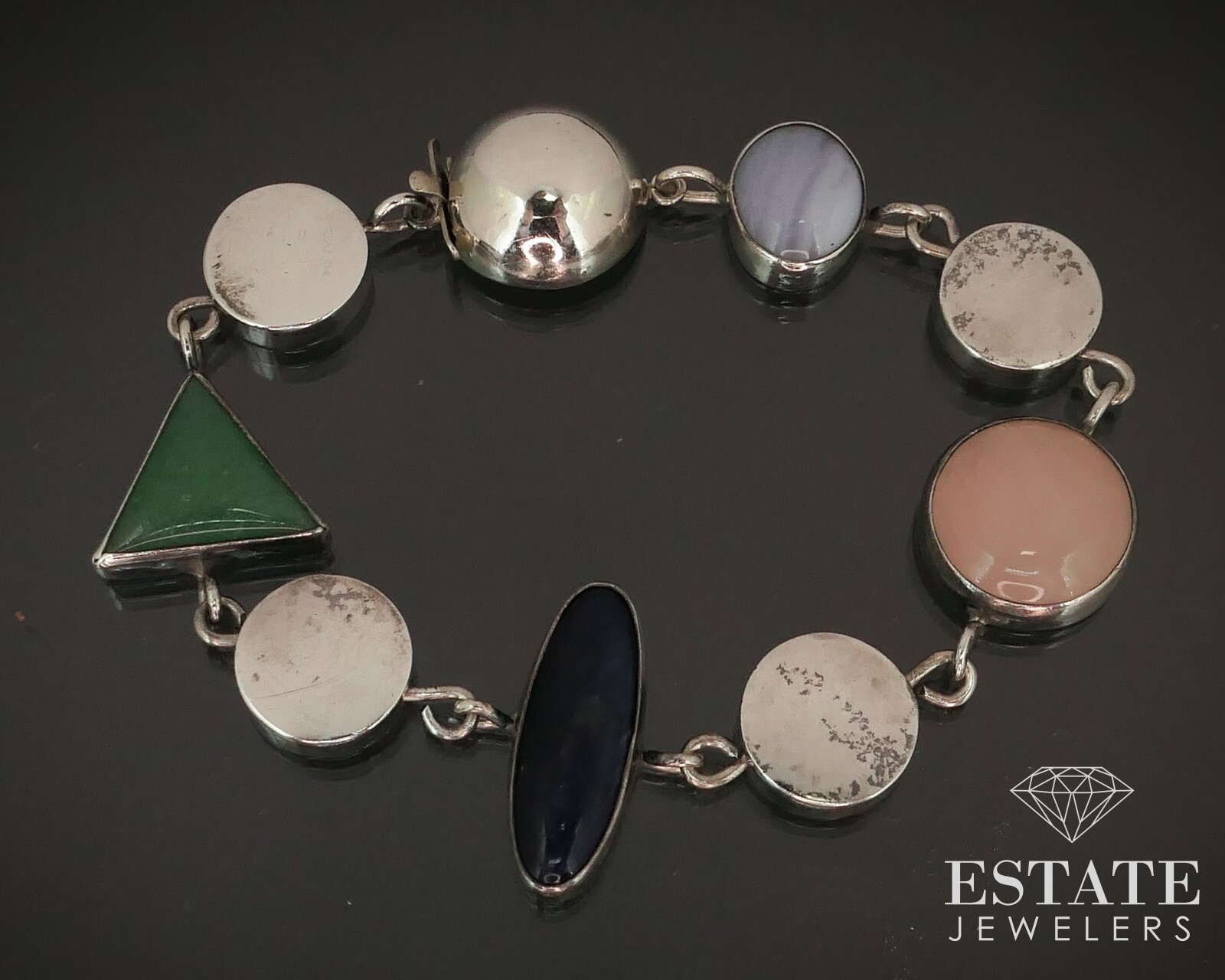 Sterling James LeTerneau Multi Gem Modernist Link Bracelet