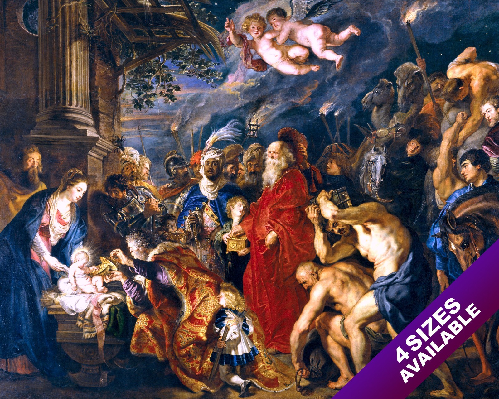 WISE MEN MAGI ADORING JESUS NATIVITY PAINTING CHRISTIAN BIBLE ART CANVAS PRINT