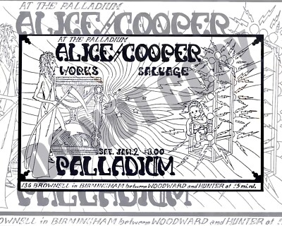 Jan 1971 Alice Cooper Concert At Palladium Birmingham Playbill Ad  8x10 Photo