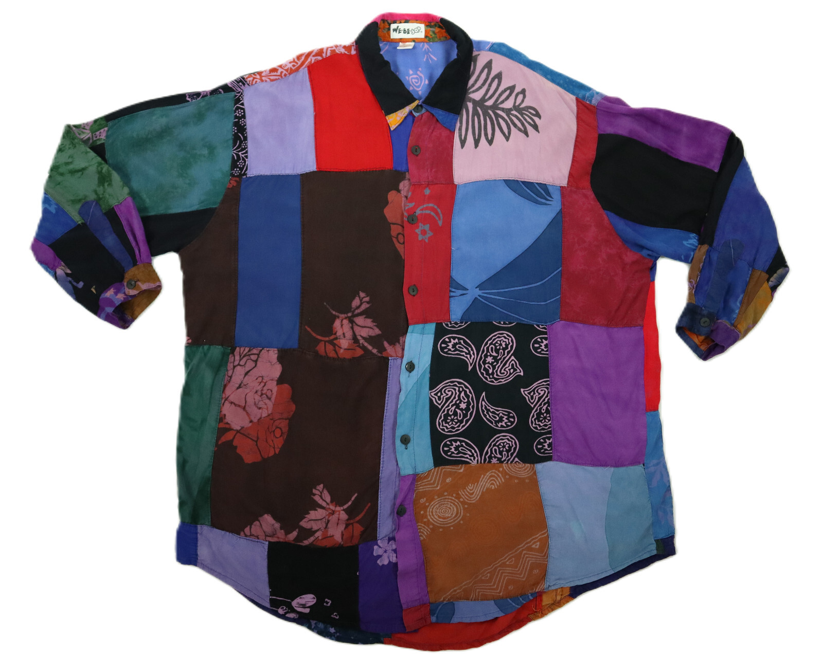 Ameri VINTAGE - りっく11 Ameri VARIOUS BUTTON SHIRT Vintage 90s WE BE BOP US 3X Multicolor Patchwork Rayon