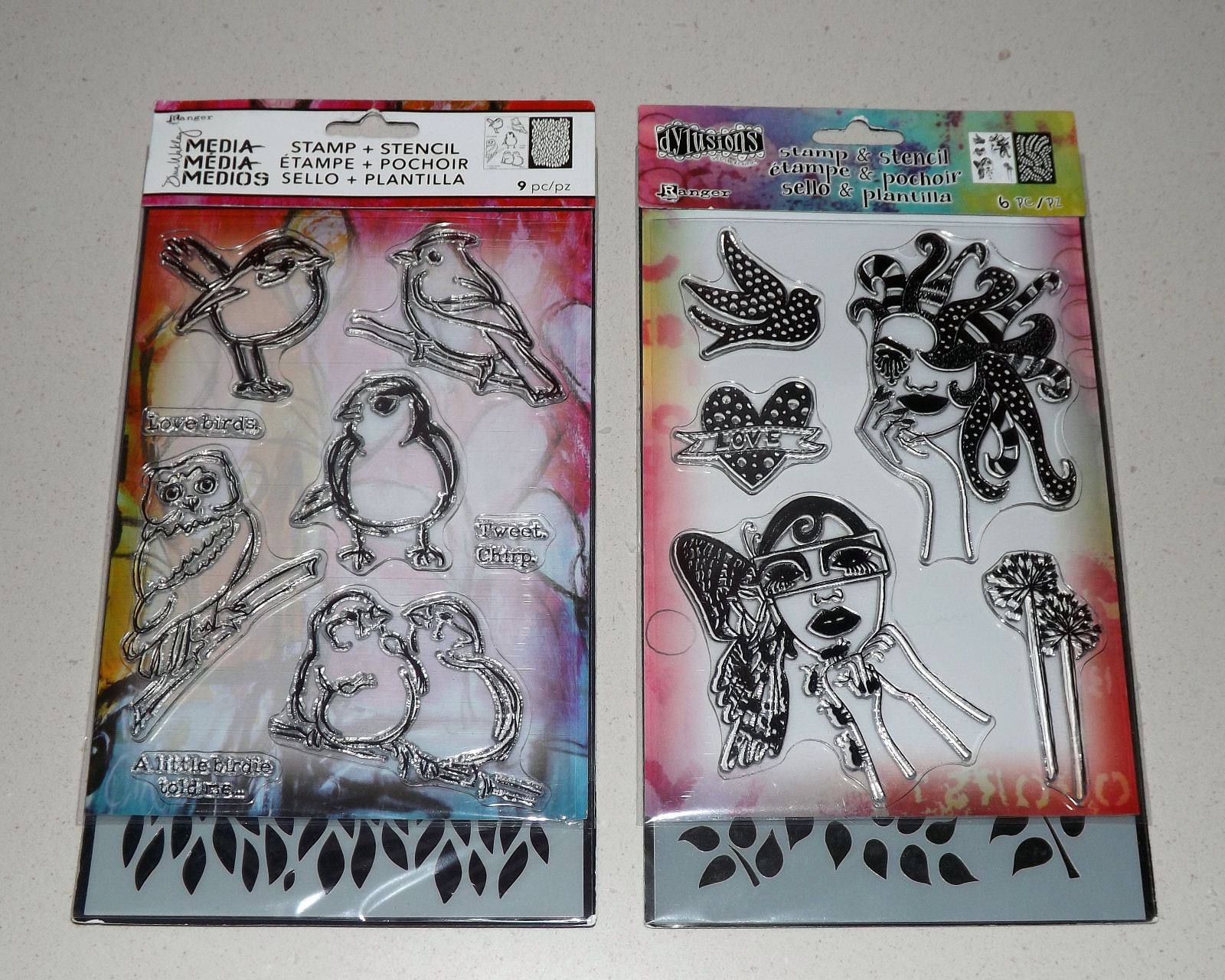 Lot of Clear Stamps & Stencils - All Ranger & Dylusions - 4 Packs