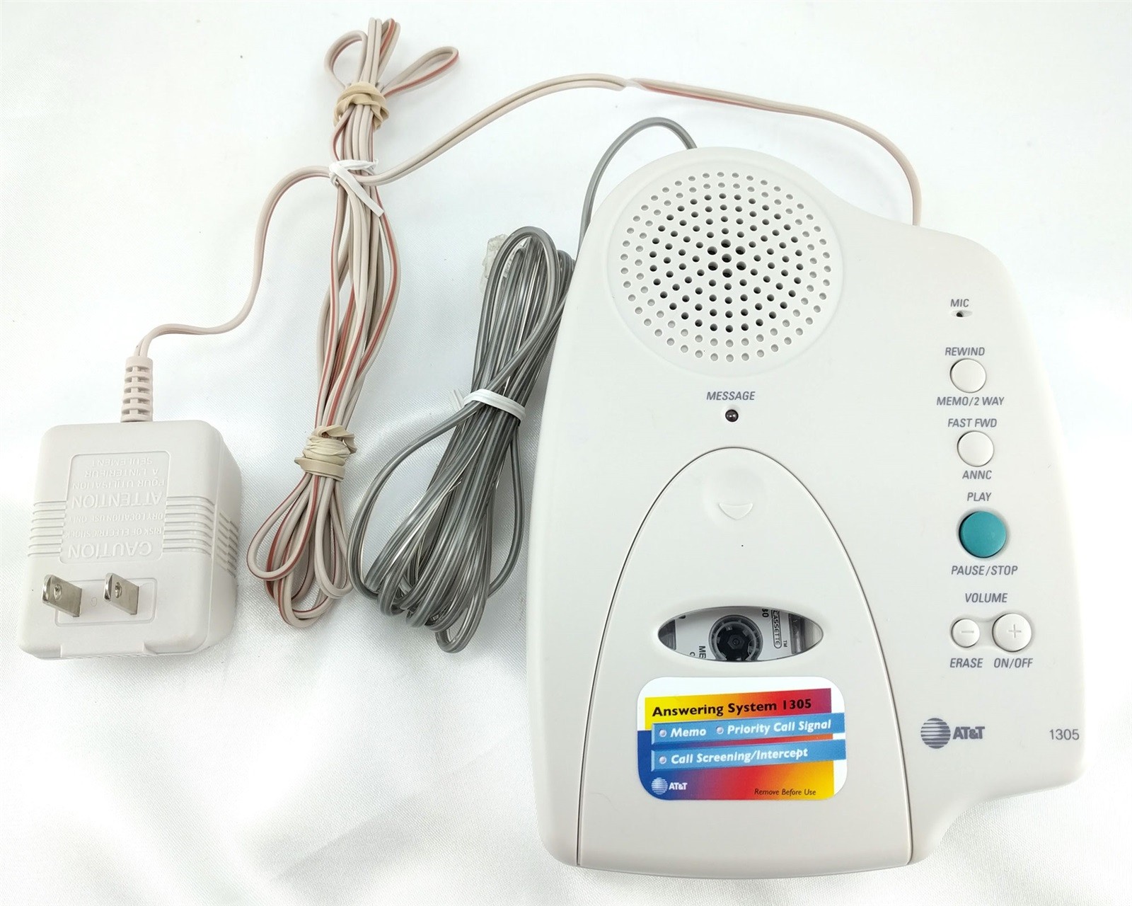 AT&T 1305 Answering Machine w/ Two-Way Recording Remote Access