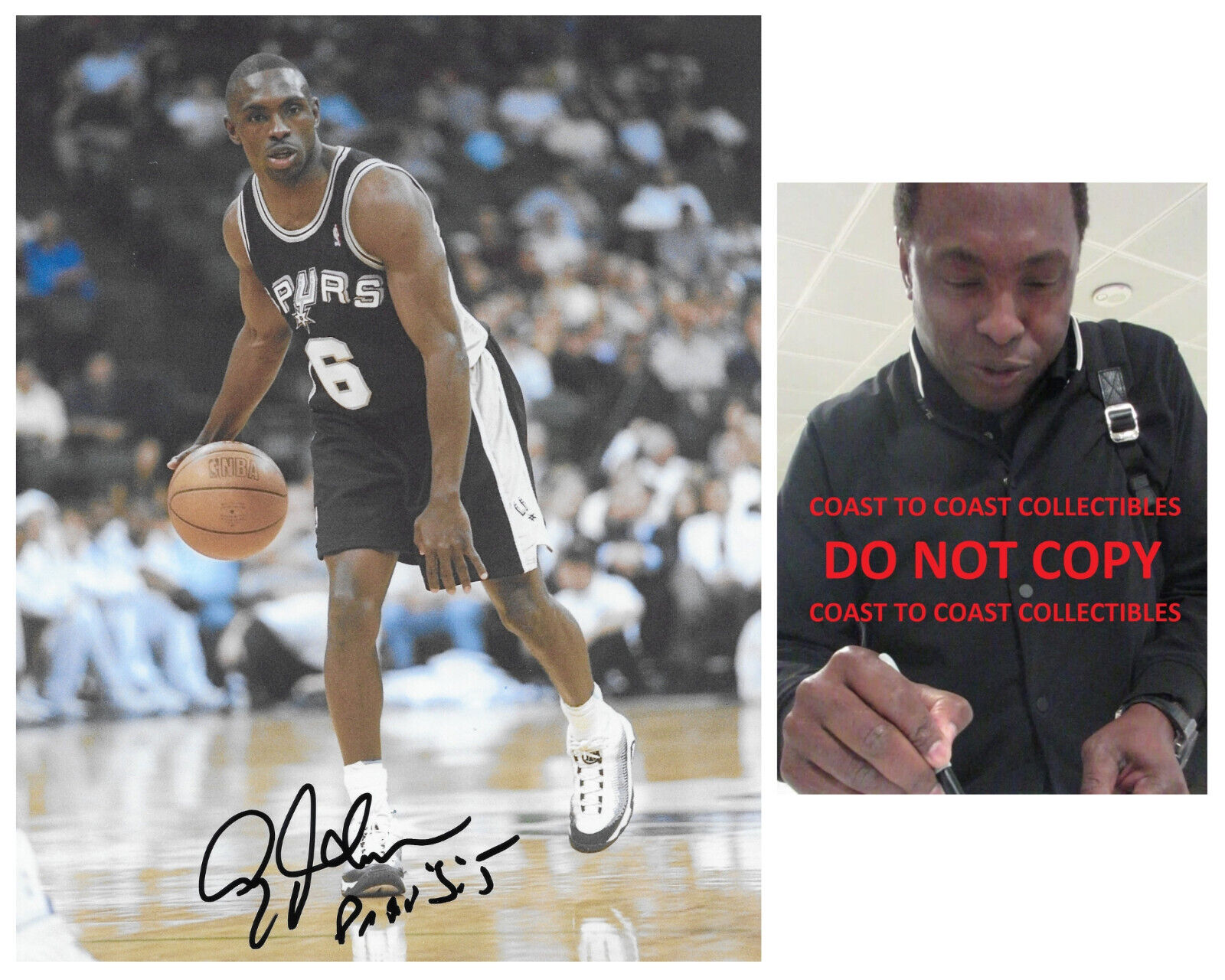 Avery Johnson signed San Antonio Spurs basketball 8x10 photo COA proof autographed. Avery Johnson signed San Antonio Spurs basketball 8x10 photo COA proof autographed.