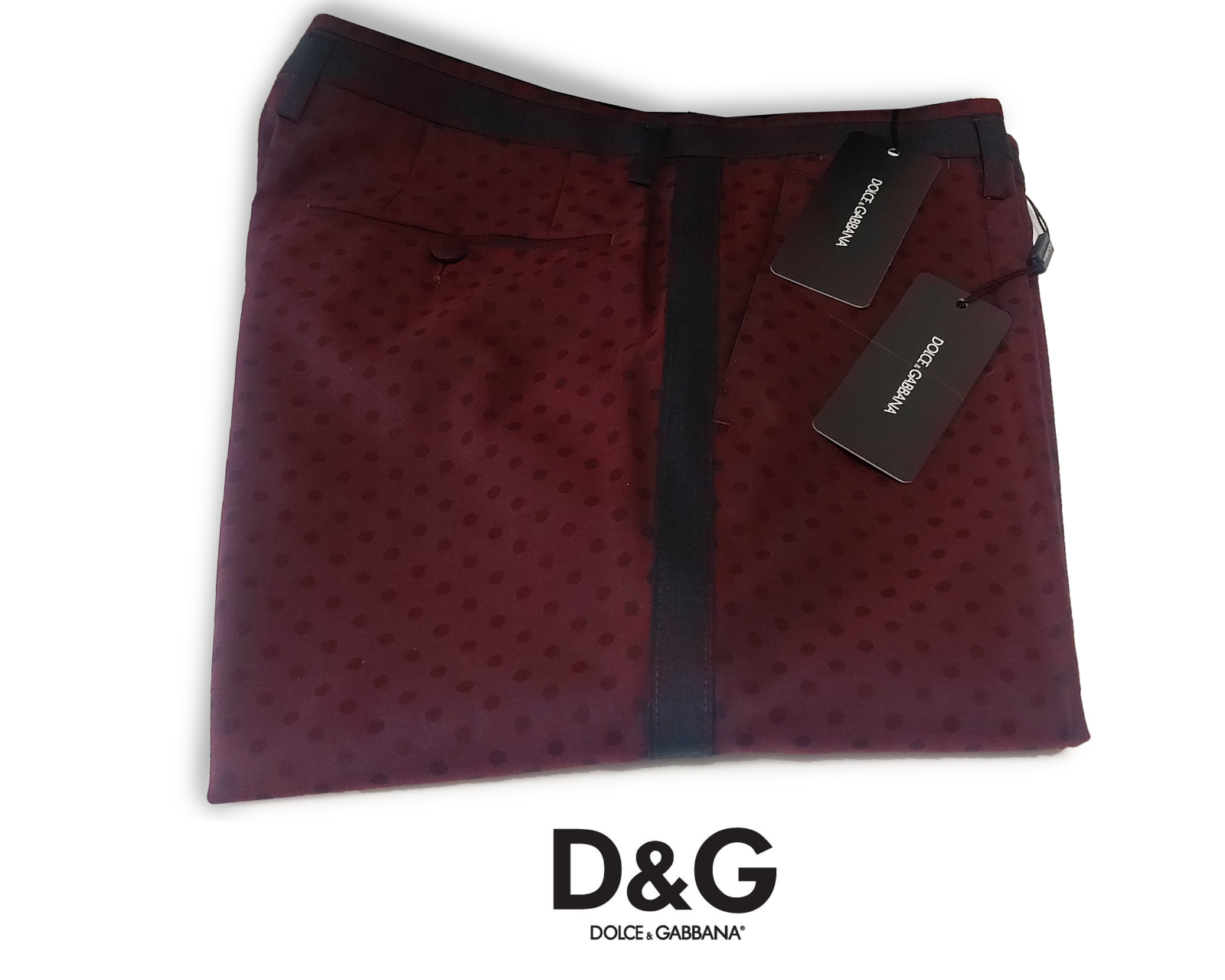 DOLCE & GABBANA￼ズボン Dolce and Gabbana Wine Wool Men Size 38 US Polka Dot