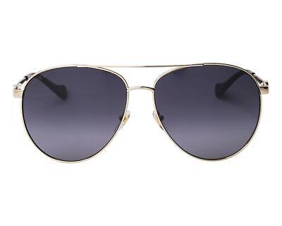 Pre-owned Gucci Gg1088s-001-61 Gold Sunglasses In Gray
