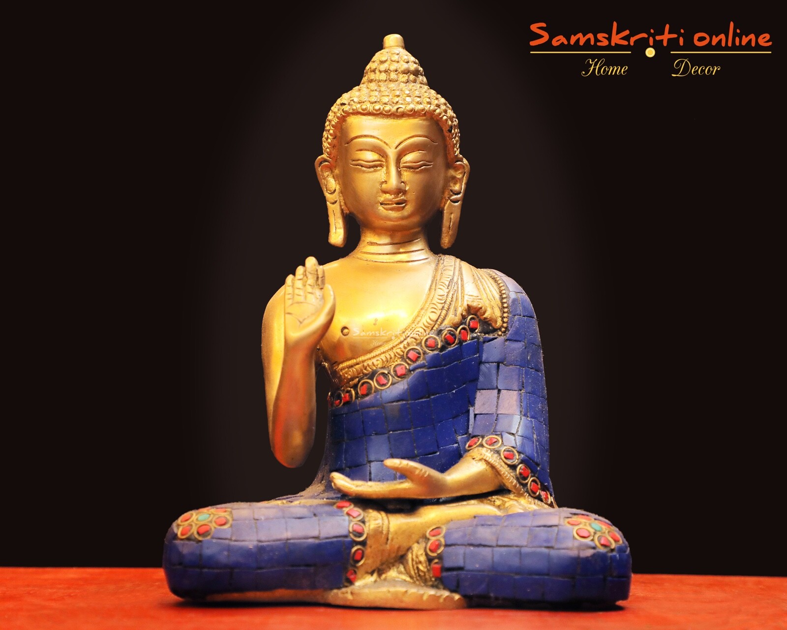 Brass Buddha Statue , 19 cm Big Brass Earth Touching Buddha