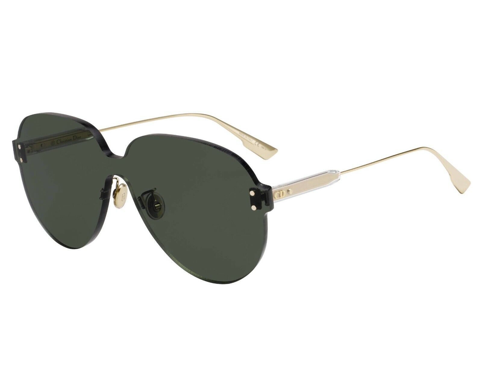 Pre-owned Dior Christian  Colorquake3 1ed/qt Gold W Solid Green Lens Sunglasses Italy