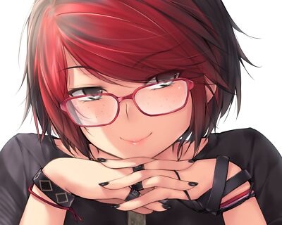 Anime redhead short hair glasses smiling kopianget Play Gaming Mat Desk