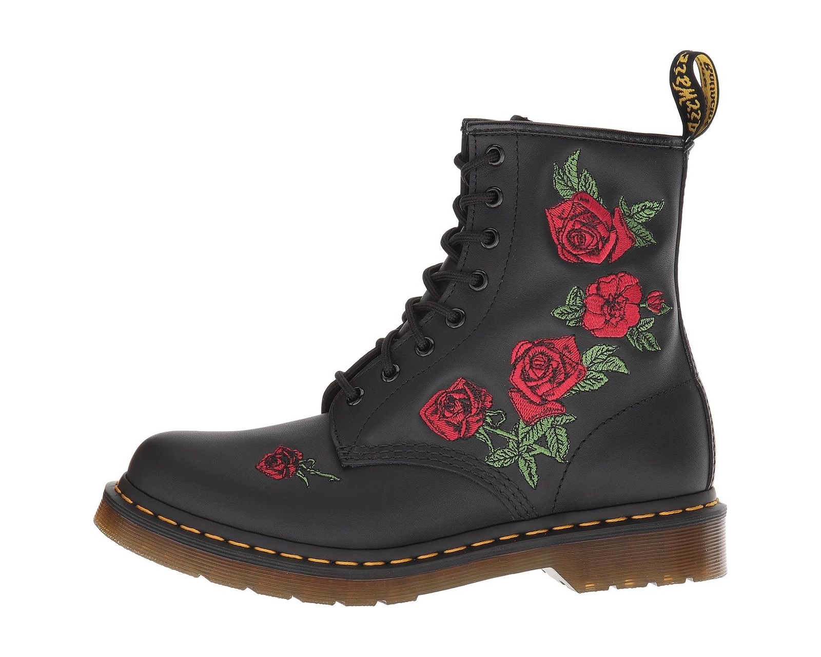 Pre-owned Dr. Martens 1460 Vonda Boot Roses Black Womens