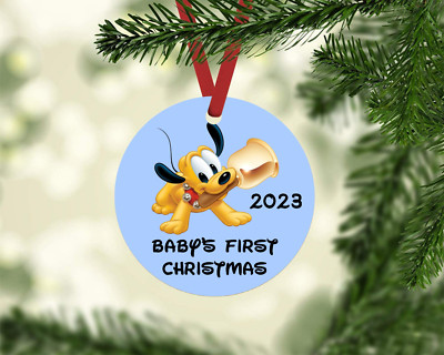 BABY PLUTO BABY'S FIRST CHRISTMAS 2023 DISNEY INSPIRED CUSTOM METAL ORNAMENT TAG