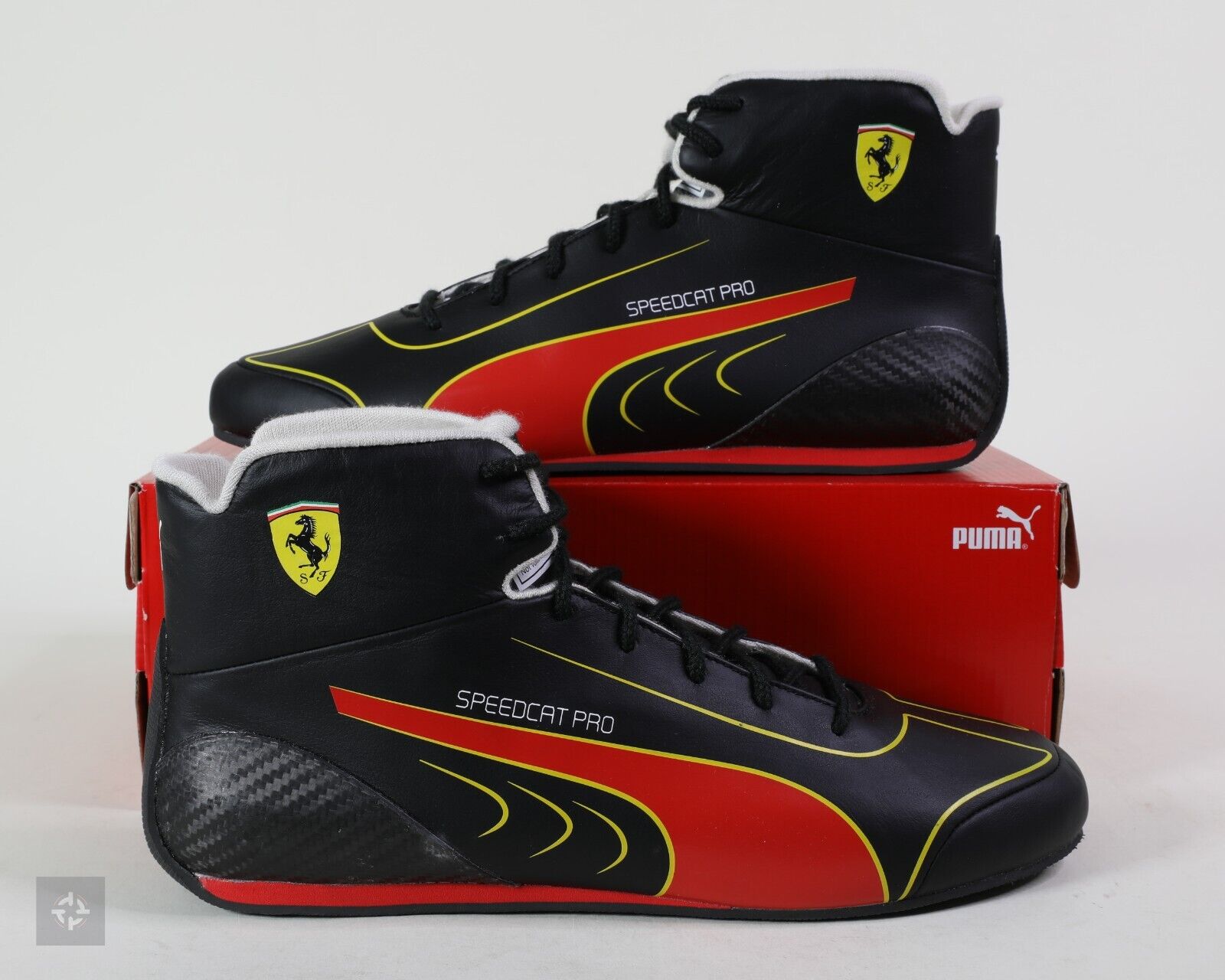 Pre-owned Puma Ferrari Speedcat Pro Sainz F1 Racing Shoes (307934-01) Men's Size 8-11 In Black