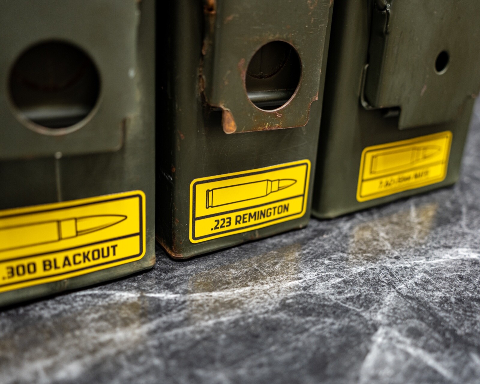 Ammo Can Bullet Decal Label Stickers - UV Stable 2-Color Vinyl - 73+ Calibers