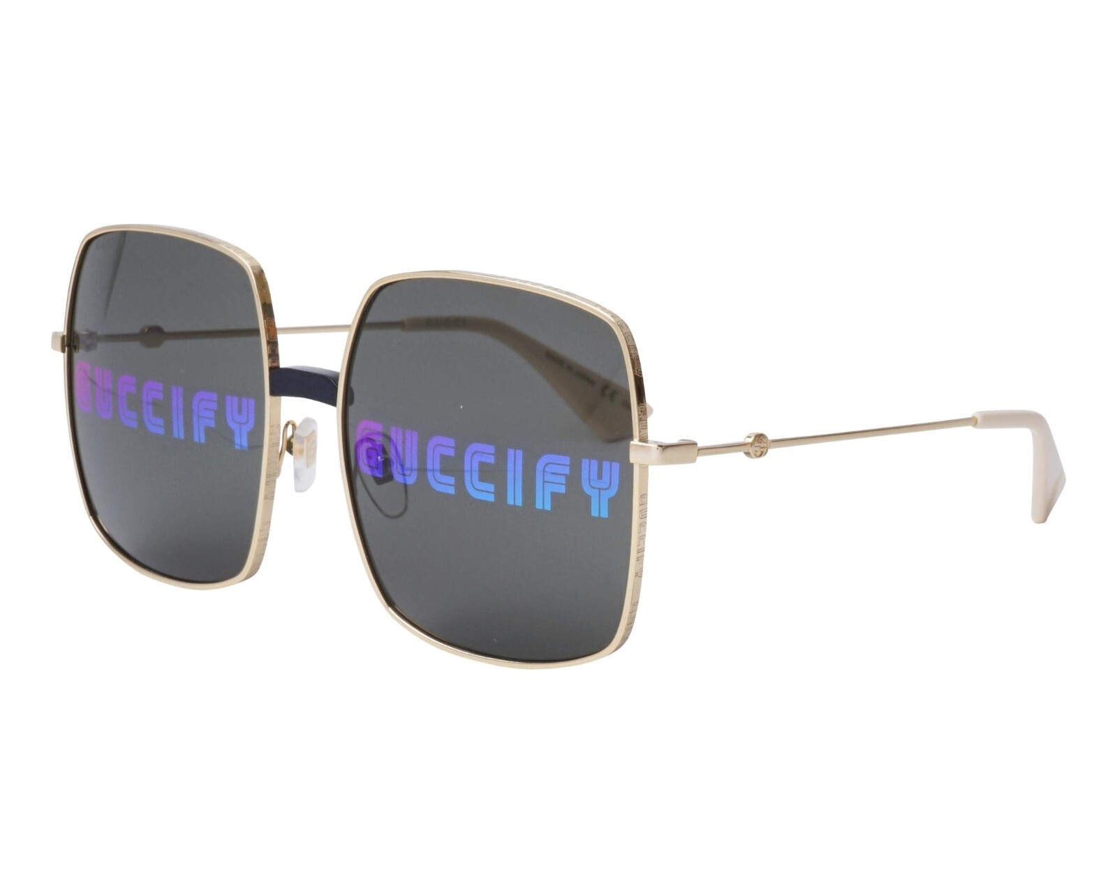 Pre-owned Gucci Sunglasses Gg0414 S 002 Gold -grey With Mirror Effectr Lens 60mm Authentic