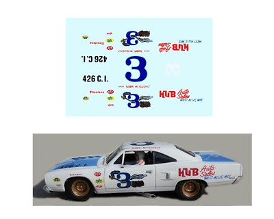#3 Roger McCluskey Plymouth DECAL 1/64 scale fits AFX Tyco Lifelike Autoworld