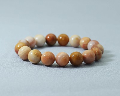 Natural Wood Agate, 8/10/12mm Handmade Stretchy Bead Bracelet, Chakra Healing