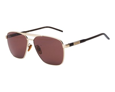Pre-owned Gucci Gg1164s-002-58 Gold Sunglasses