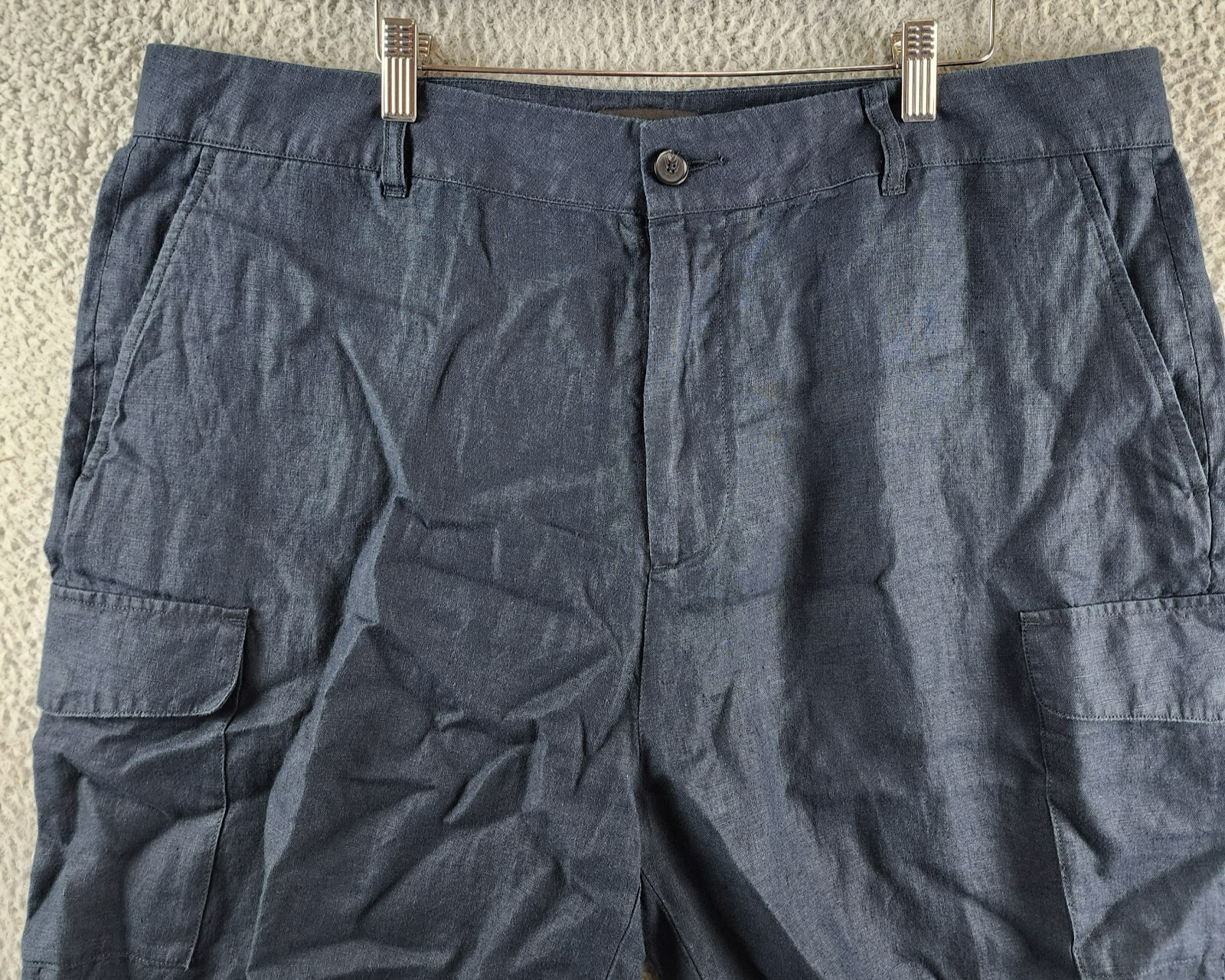 Vince Garment-Dyed Hemp Cargo Shorts Men's 38 Coastal Blue Button Zip Closure - Picture 4 of 15