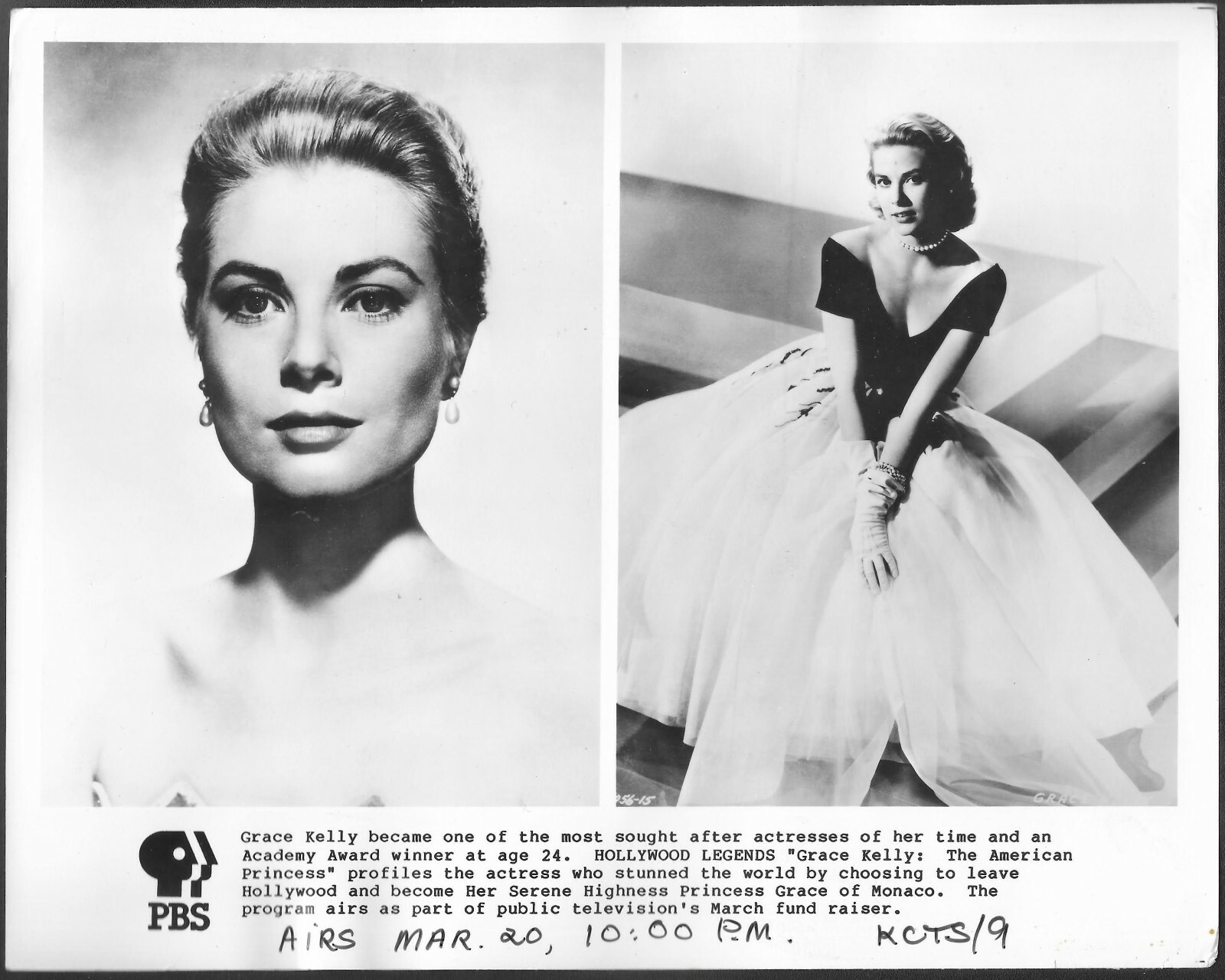 Grace Kelly Original 1980s PBS Photo Hollywood Legends