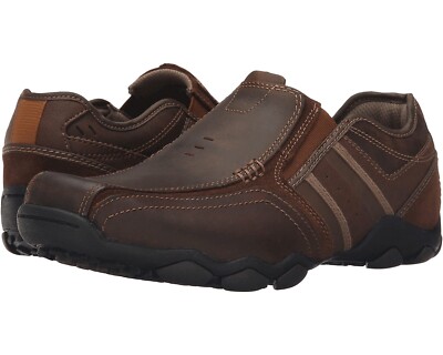 skechers diameter zinroy mens casual shoes black leather loafers slip on sz 11 294990474575