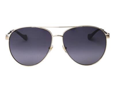 Pre-owned Gucci Gg1088s-001-61 Gold Sunglasses In Gray