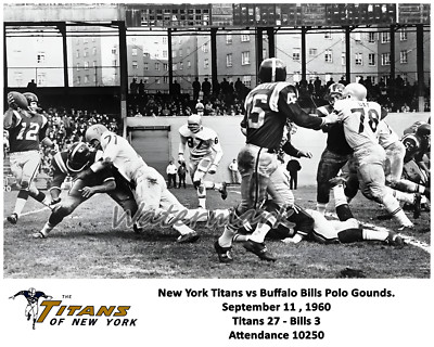 AFL 1960 New York Titans vs Buffalo Bills Polo Grounds Game Action 8 X 10 Photo