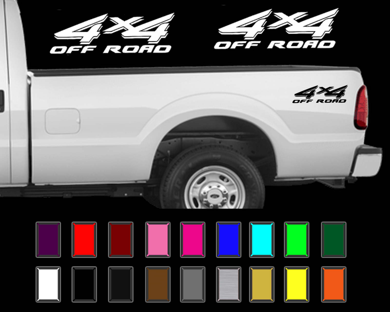 4x4 Off Road Decal Set Fits: Ford F250 Super Duty Truck Bed Side Vinyl Stickers