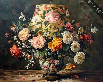  A Floral Lampshade oil painting 8x10 print