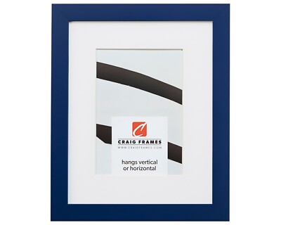 Craig Frames Confetti, 0.875'' Blue Solid Wood Picture Frame With a Single Mat