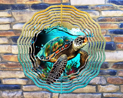 10'' Sea Turtle Tortoise Ocean Wind Spinner Yard Decor 3D Kinetic rws099