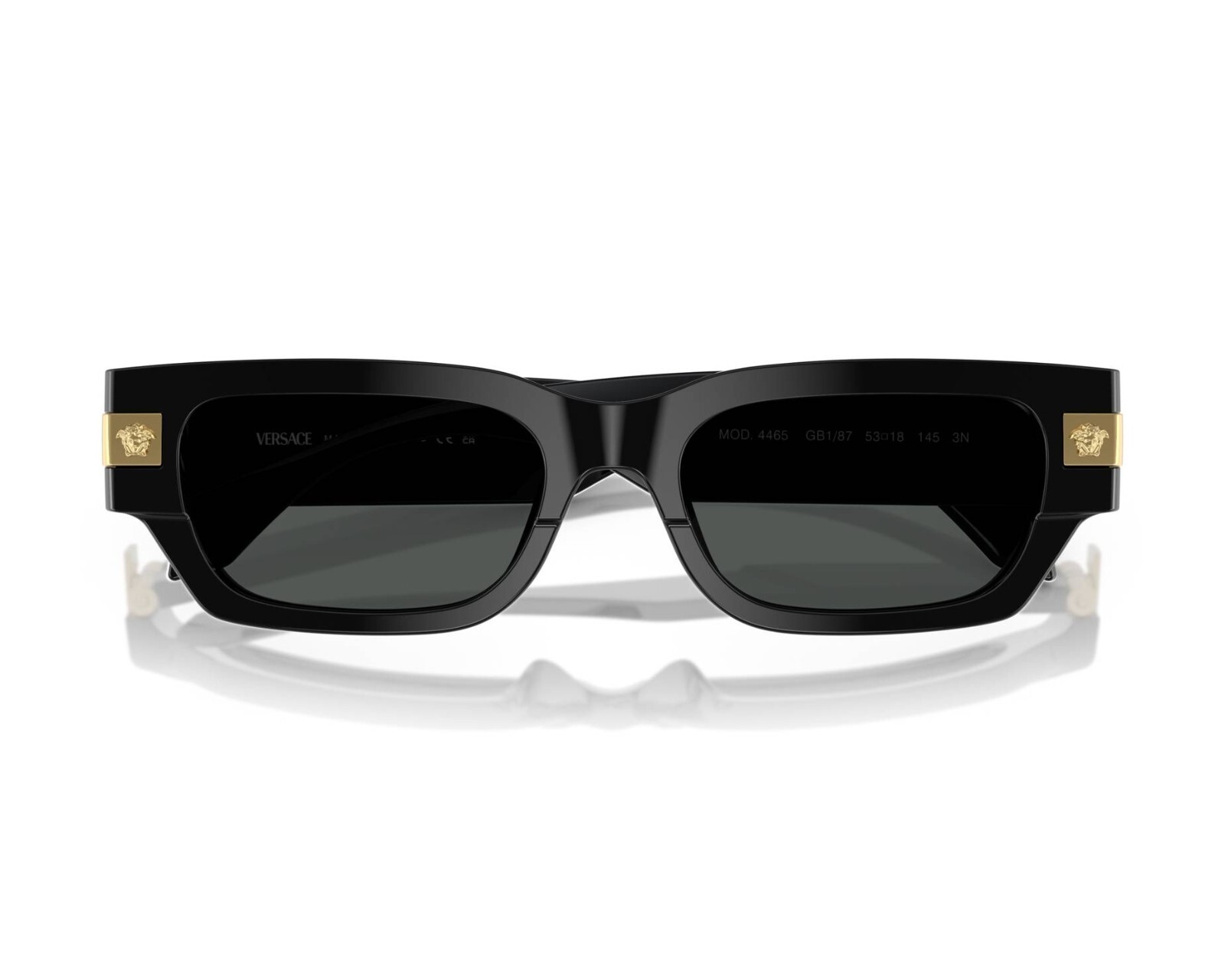 Pre-owned Versace Ve4465 Gb1/87 Black Frame -grey Lens Sunglasses 53mm Authentic In Gray