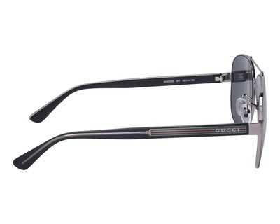 Pre-owned Gucci Gg0528s-007-63 Ruthenium - Crystal - Grey Polarized In Gray