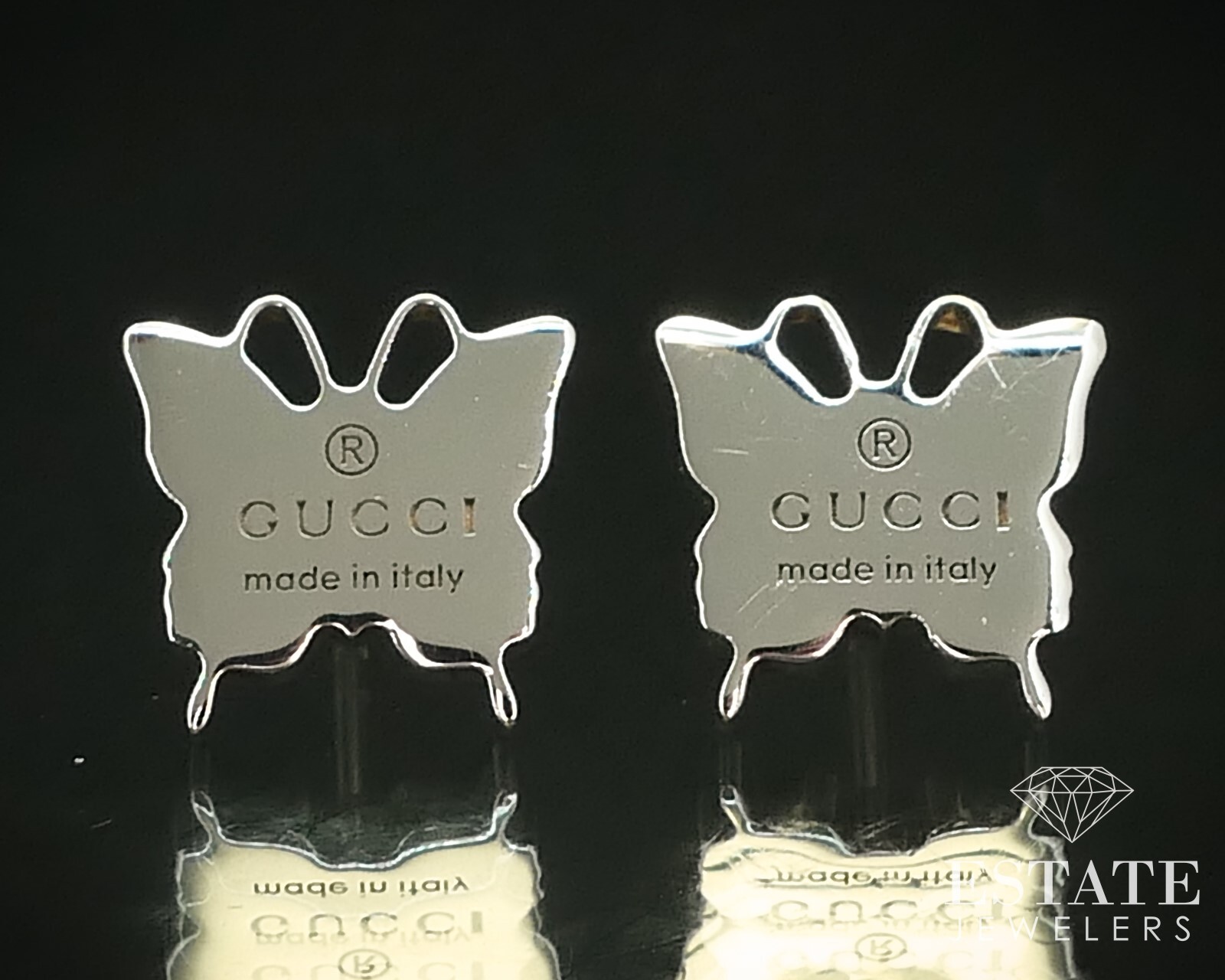 Sterling Silver Gucci Butterfly Studs Ladies Earrings 3.4g