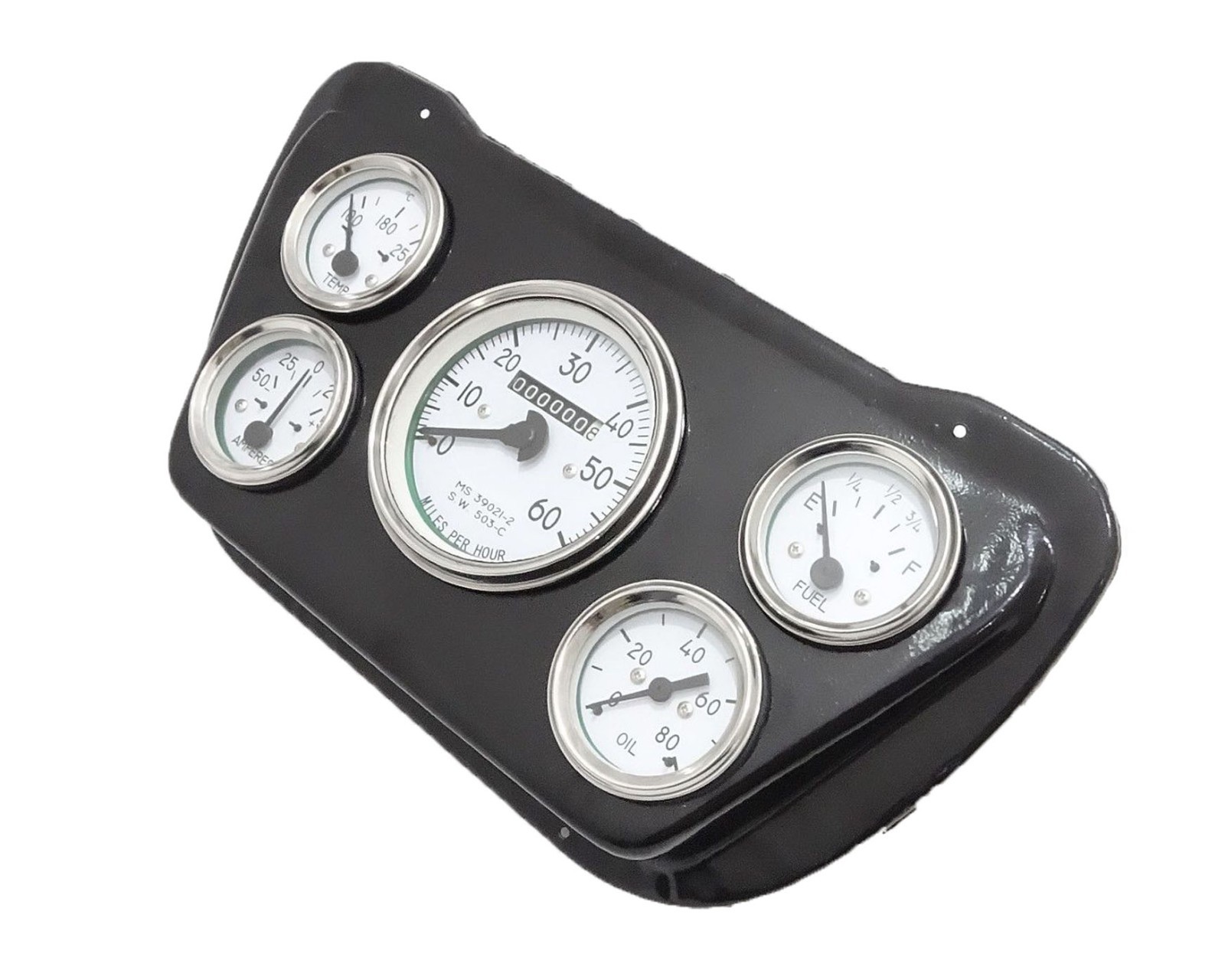 Complete White Face Speedometer Mounting plate steel Black For Willys Jeeps  