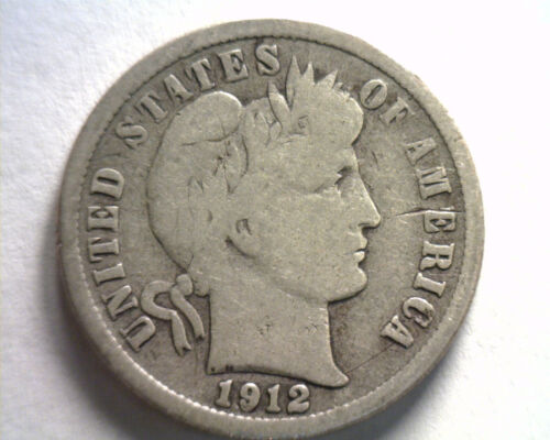 1912-D BARBER DIME VERY GOOD VG NICE ORIGINAL COIN FROM BOBS C...